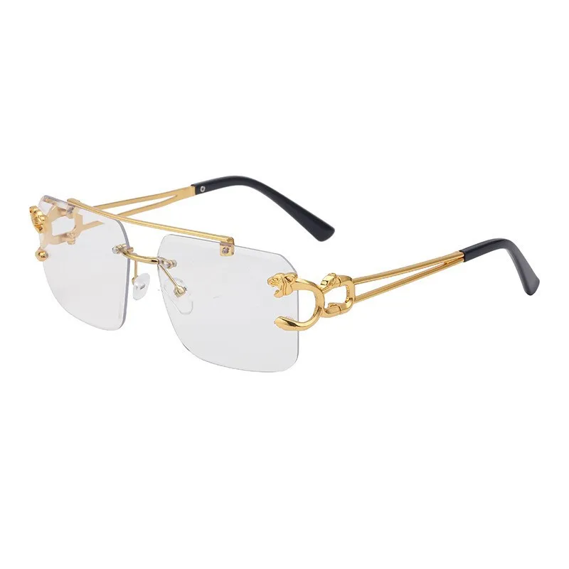 Rimless Sunglasses Square Fashion Shades Tinted Lens Metal Frameless Rectangle Y2K Glasses UV400