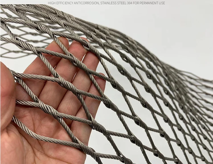 Animal Zoo Stainless Steel Wire Protective Cable Rope Mesh / Cable Mesh Green Plant Climbing Trellis Walls