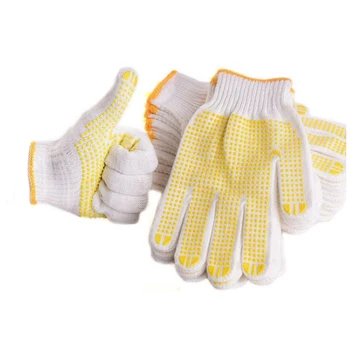 Black pvc dotted cotton CE10100 warehouse White Cotton Knitted Working Gloves hand PVC Samples Knitted Safety Gloves