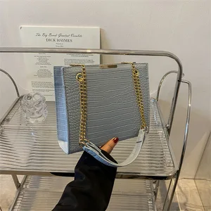 2023 Women's Vintage Style Fashion Handbags Solid Color PU Stone Bags Popular Ladies Main Sac