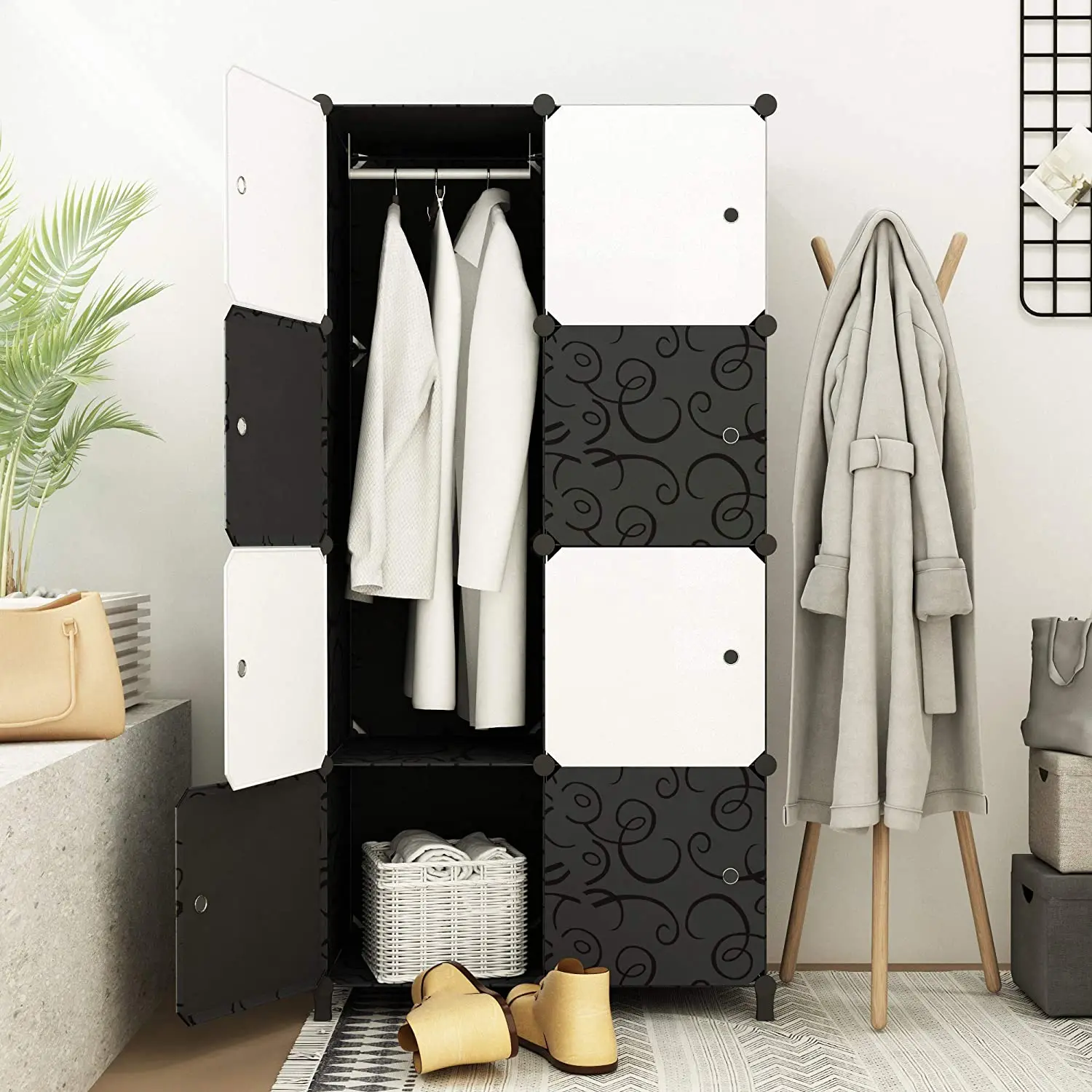 16-Cube Ideal Storage Organizer Cube Closet for books Modular Cabinet for Space Saving Combination Armoire PREMAG Portable Wardrobe for Hanging Clothes toys towels 