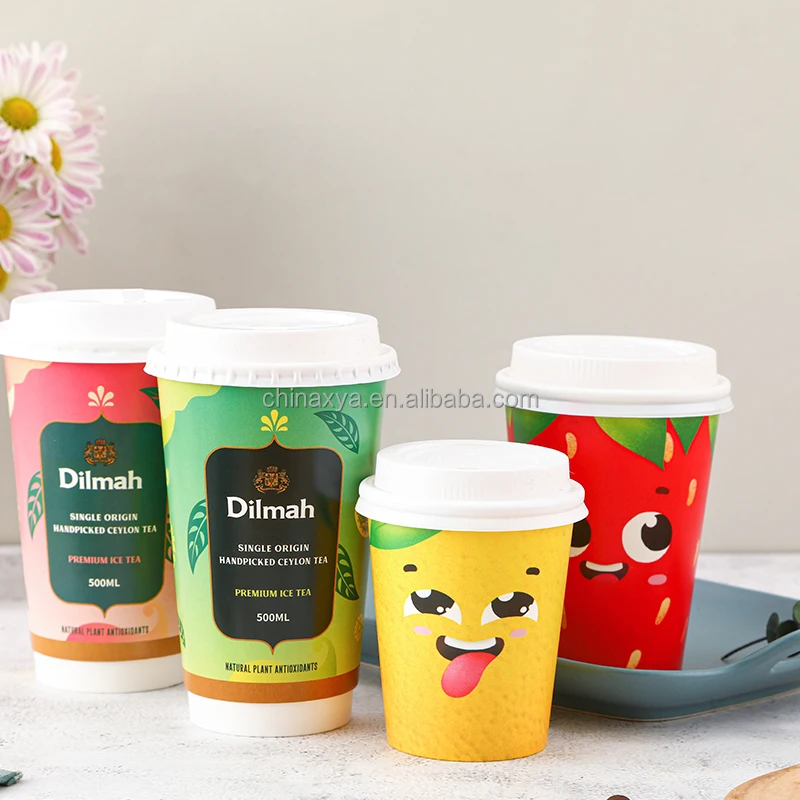 Custom Logo Printed 16 oz Kraft and Craft Paper Disposable Paper  Ripple Wall Coffee Cups for Tea and Beverage Packaging supplier