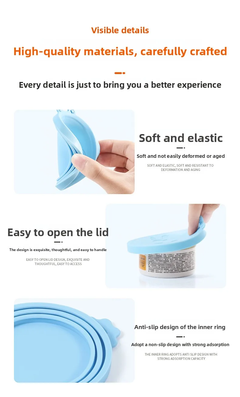 3-in-1 Silicone Pet Cat Can Lid for Cat and Dog Sealing and Preservation Pet Bowls & Feeders Accessory manufacture