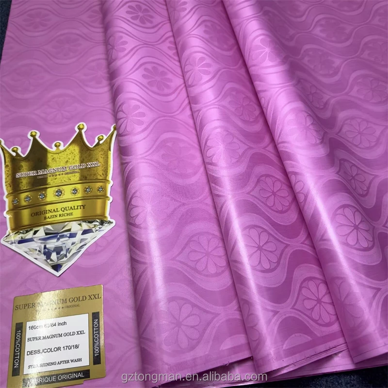 BAZIN popular RICHE Original Brocade VIP Gold African Fabric Superb Quality Coupon 5 Meters 100% Pink Cotton Fuchsia