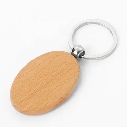 In Stock Blank Oval Wooden Key Chain Carving Laser Engraving Wood