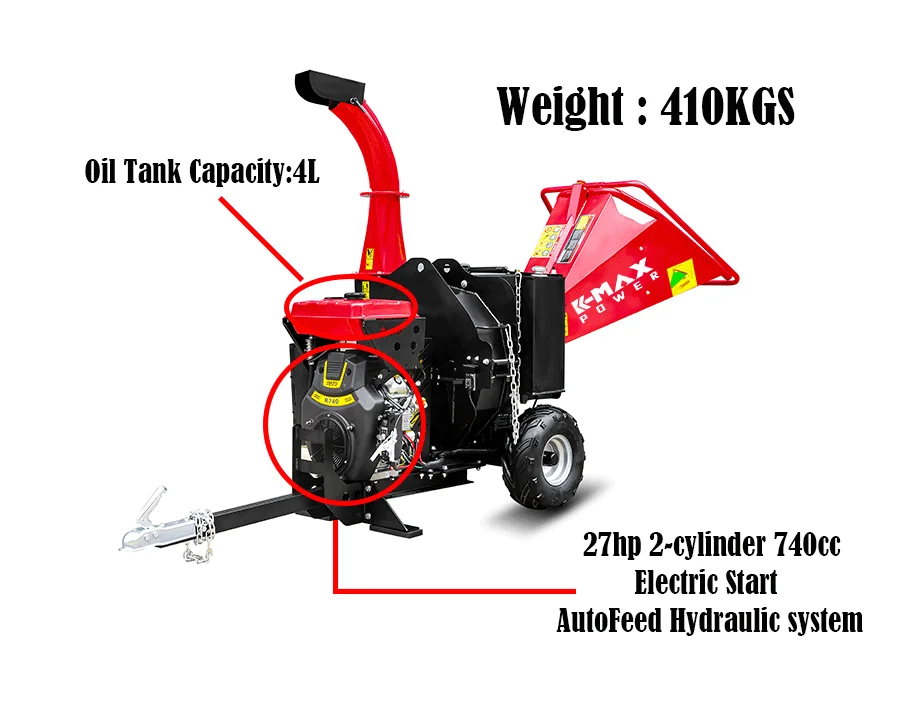 Kmaxpower Professional Autofeed Hydraulic System Wood Chipper Shredder
