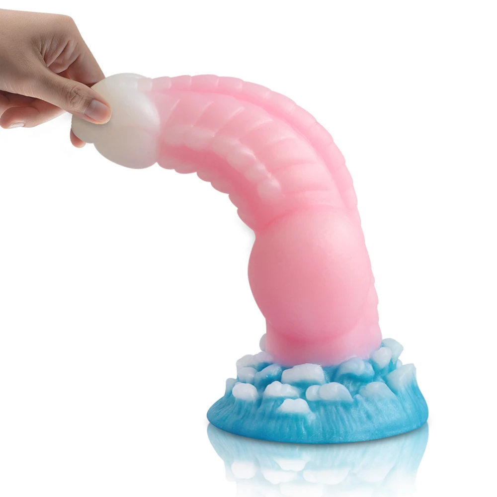 Glow in the Dark Full Liquid Silicone Female Sex Toy Penis Vaginal Massage  Low Price  Colorful Animal Dildo Dog Cock for Woman