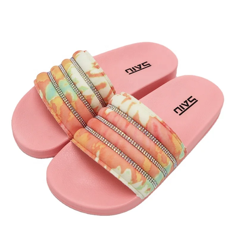 rhinestone tie dye slides