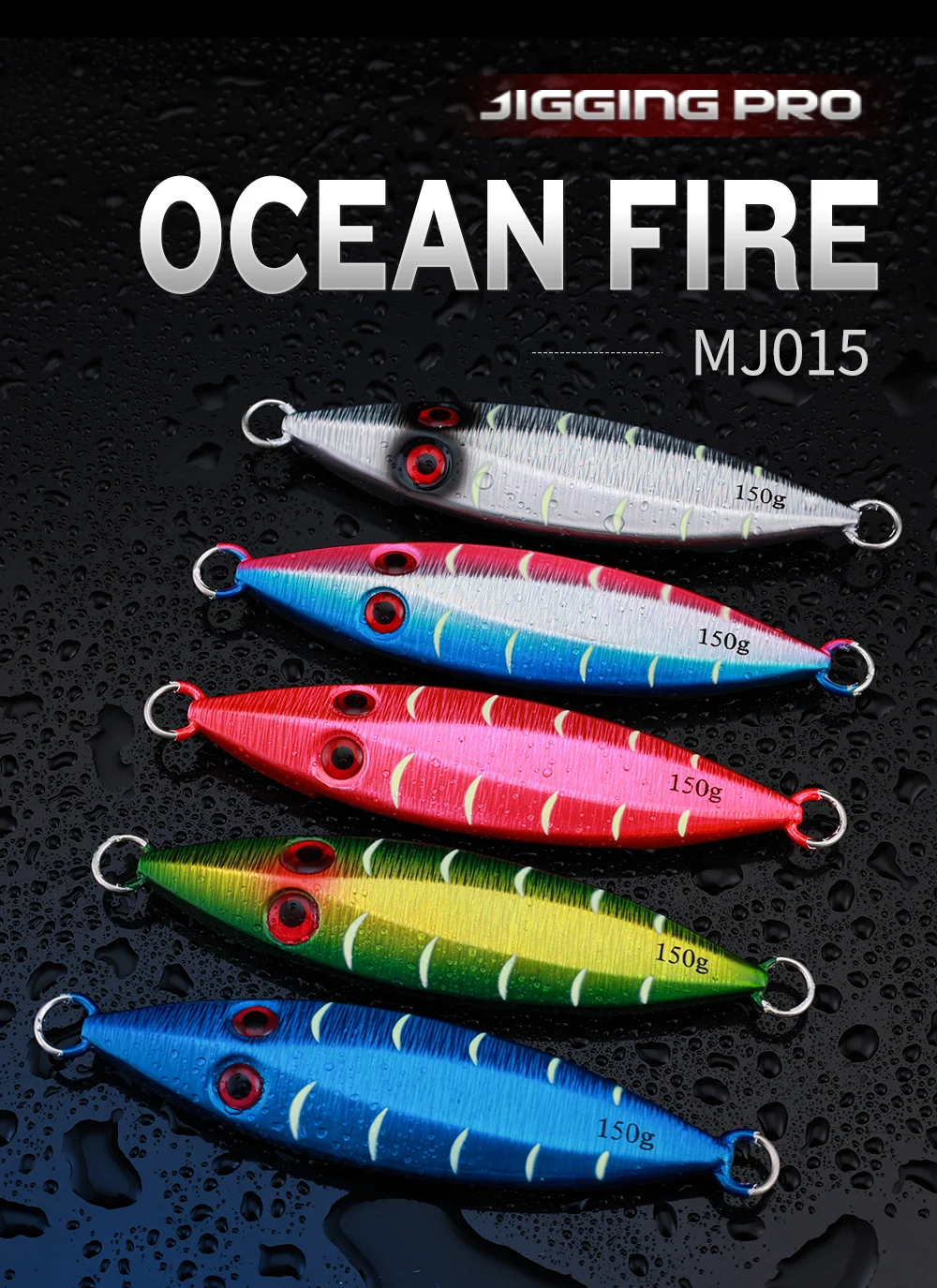 Ocean Fire Slow Jigging 250g / 300g Glow In The Dark Lead Metal Jig Fishing  Lure