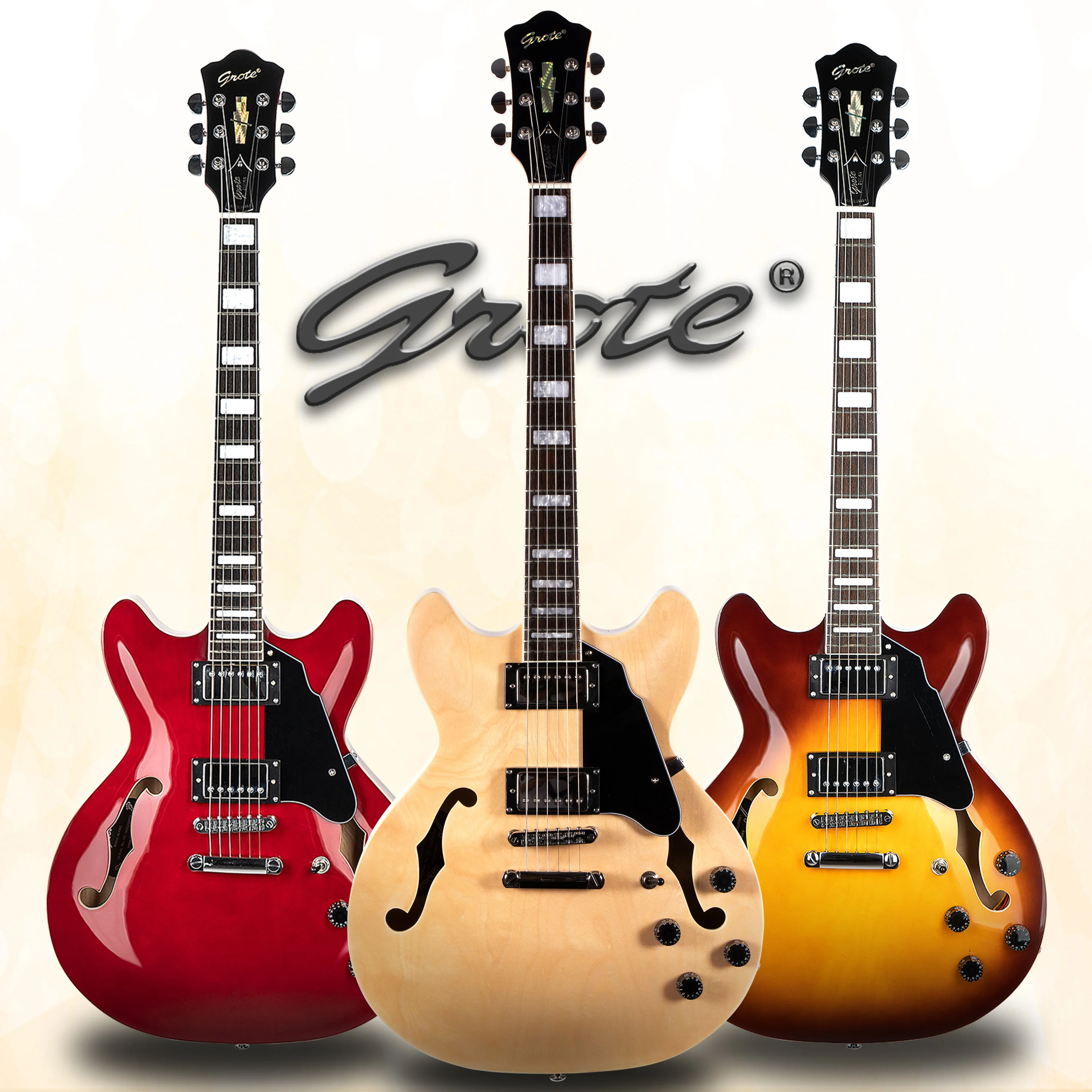 格罗特品牌厂家直销爵士电吉他空心吉他