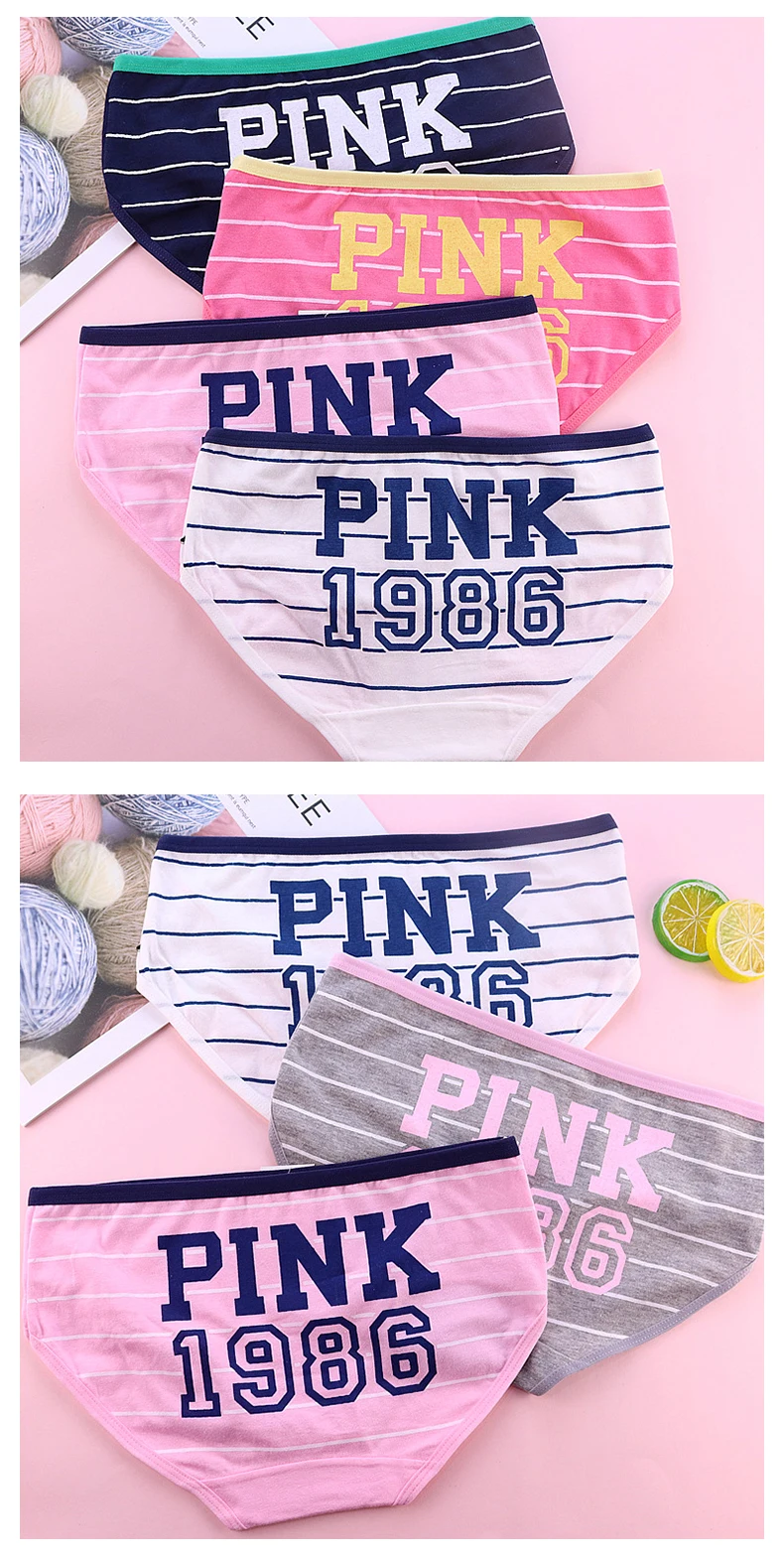 Ropa interior estampada de algodón orgánico 100% con diseño personalizado, ropa interior transpirable para mujer, bragas rosas sexis Xxl para mujer con_voghion.com