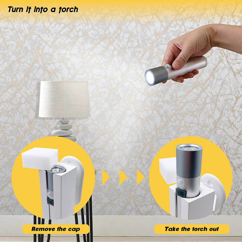 3 in 1 Rechargeable Motion Auto Sensing Nightlight Multifunction Flashlight
