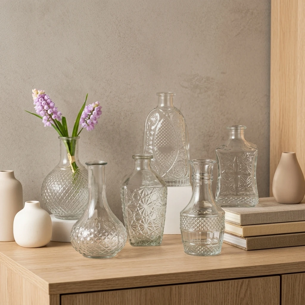 Creative Wide Mouth High Vase Home Decoration Flower Arrangement clear Crystal Glass Vase