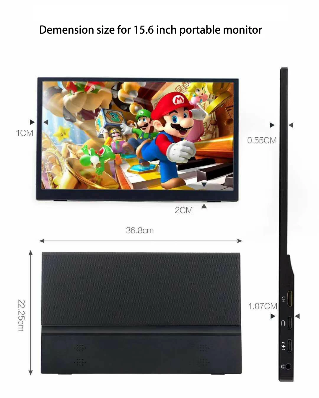 15.6インチ FHD 1080P HDR ポータブル ゲーム モニター IPS USB-C スクリーン エクステンダー 内蔵スピーカー (60Hz)