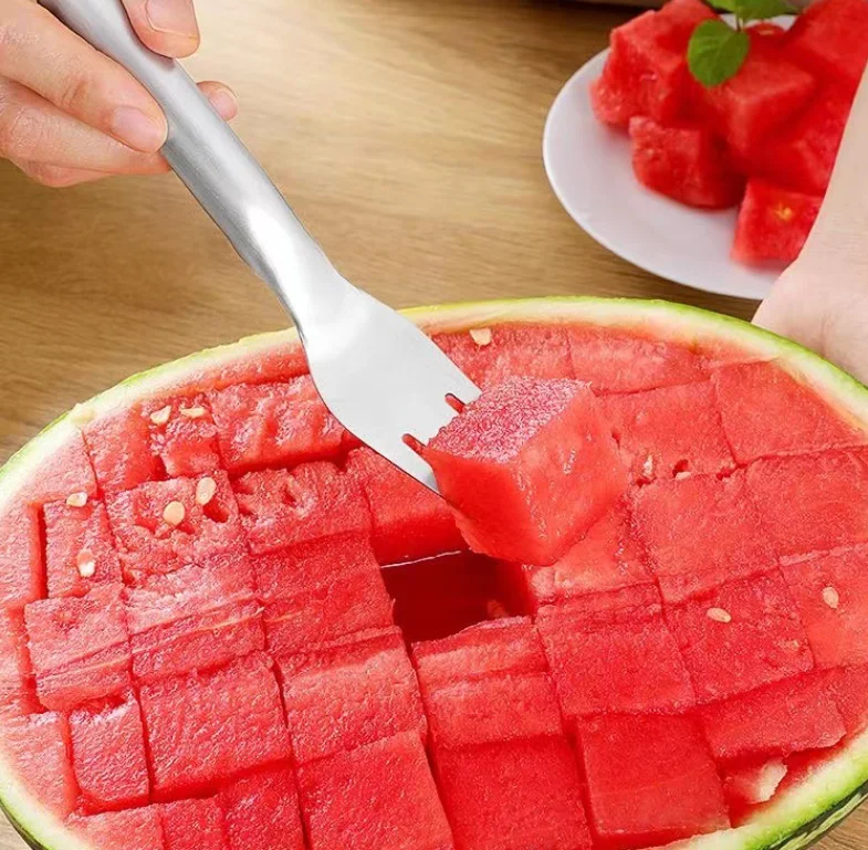 2-in-1 Watermelon Fork Slicer - Stainless Steel Fruit Tool