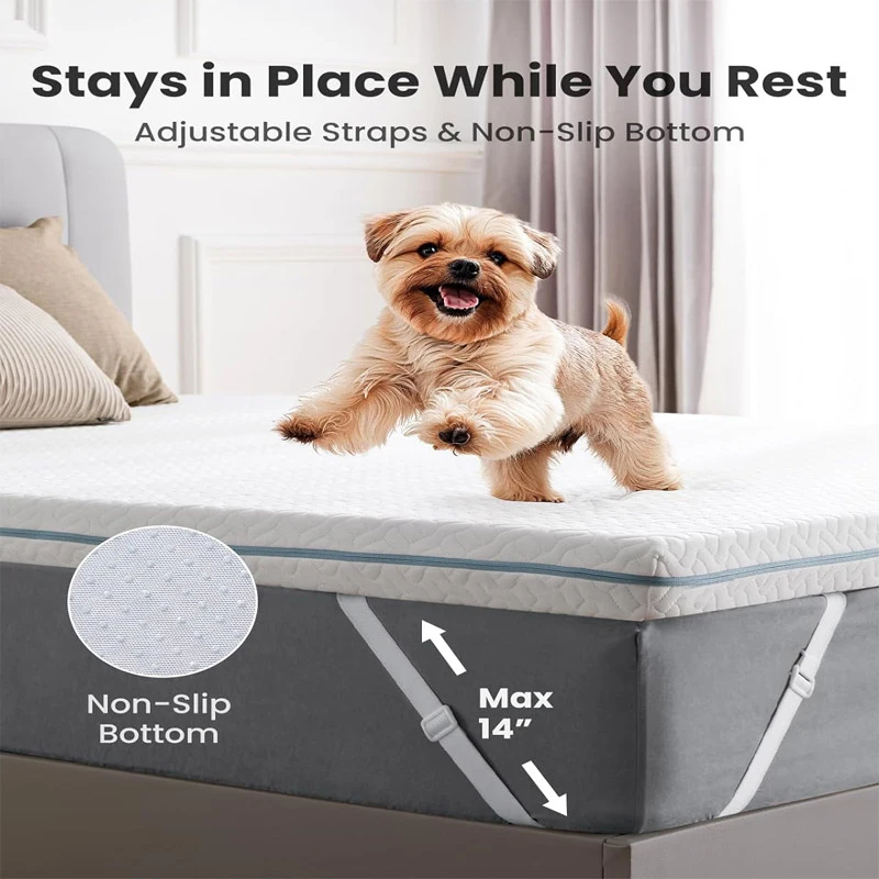 6 sided anti slip base fabric detachable washable cooling memory foam mattress cover-3