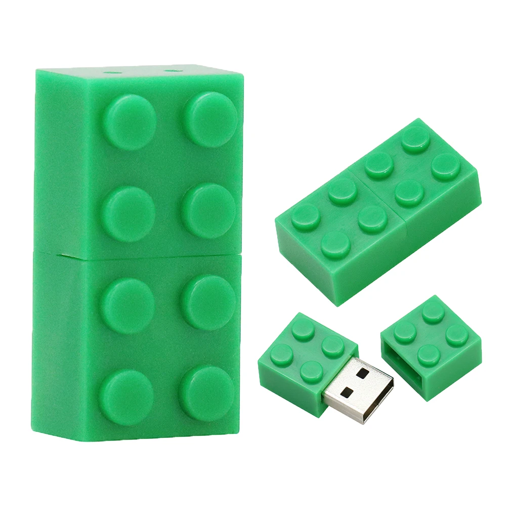 Small Plastic Toy Brick Flash USB 2.0 Memory Drive 1GB-64GB Capacities Laser Engraved Logo PC Compatible Promotions