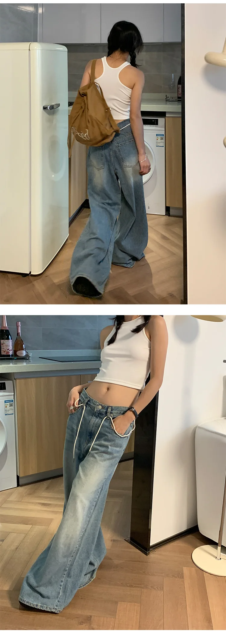 Custom Skater Jeans Wide Leg Pants Denim Pants Baggy Denim Jeans Femmes Women's Pants Women Jeans