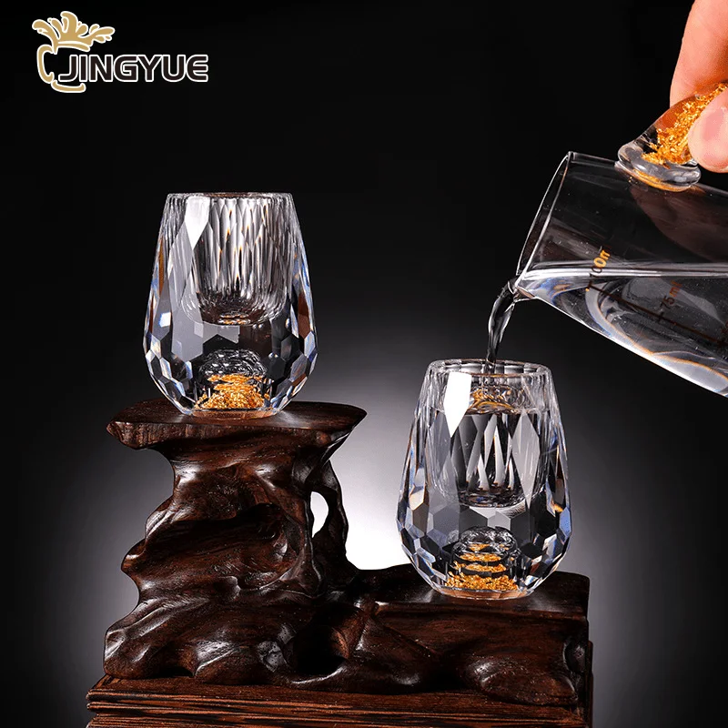Luxury Hand Made 24k Gold Leaf Flakes Decorated Shot Glasses
