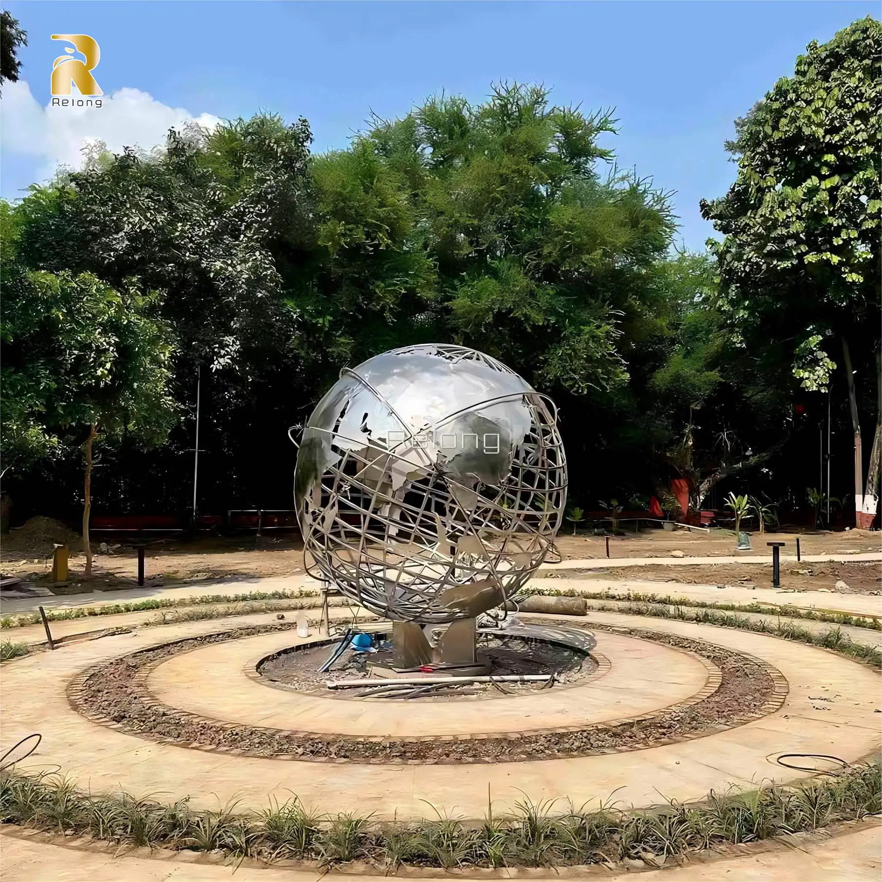 Boule Réfléchissante Jardin Acier Inoxydable - 20 Cm - Miroir Coloré - Décoration Extérieure - Statue De Jardin