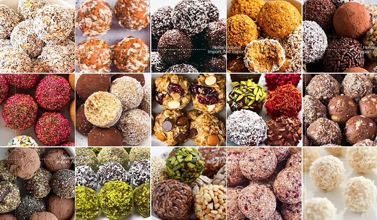 Automatic Small Energy Protein Date Ball Making Machine Coconut Sesame Dates Chocolate Bliss Ball Encrusting Machine