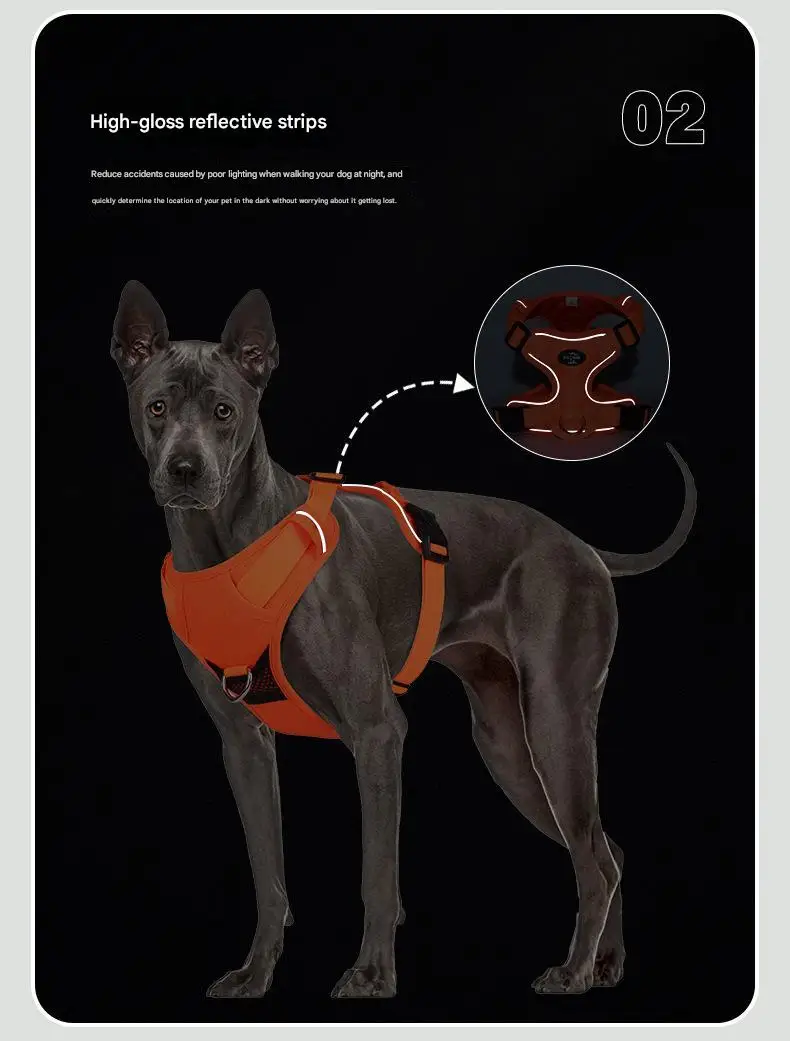 Dog Traction Rope Vest Pet Chest Strap Anti-breakaway Large Dog Chest Strap Reflective Dog Walking Rope