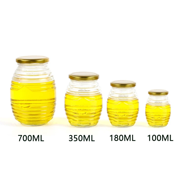 100ml 180ml 350ml 730ml Glass Bee Honey Jars,Empty Honey Storage Jars