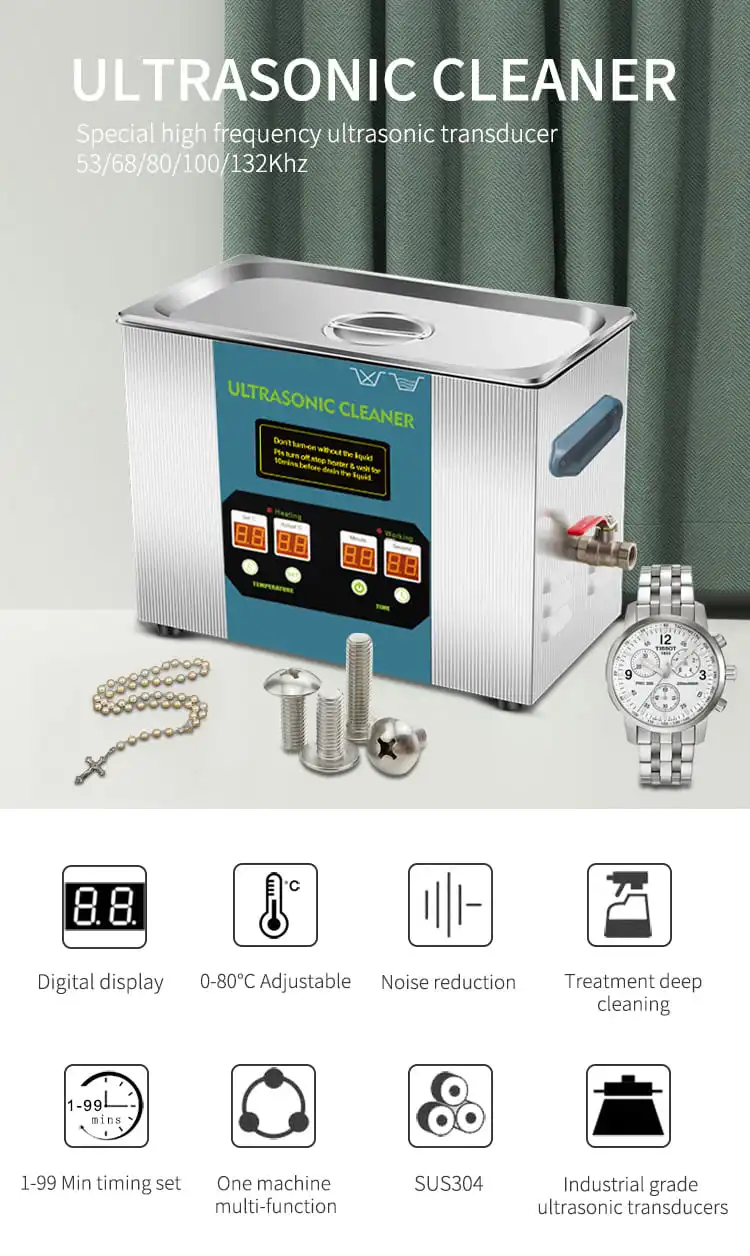 80KHZ High Frequency Ultrasonic Cleaning Machine 10L Ultrasonic Cleaner O