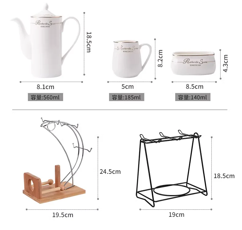 Promotional Middle East Style Big Capacity Coffee Ceramic Custom Porcelain Tea Pot Set details