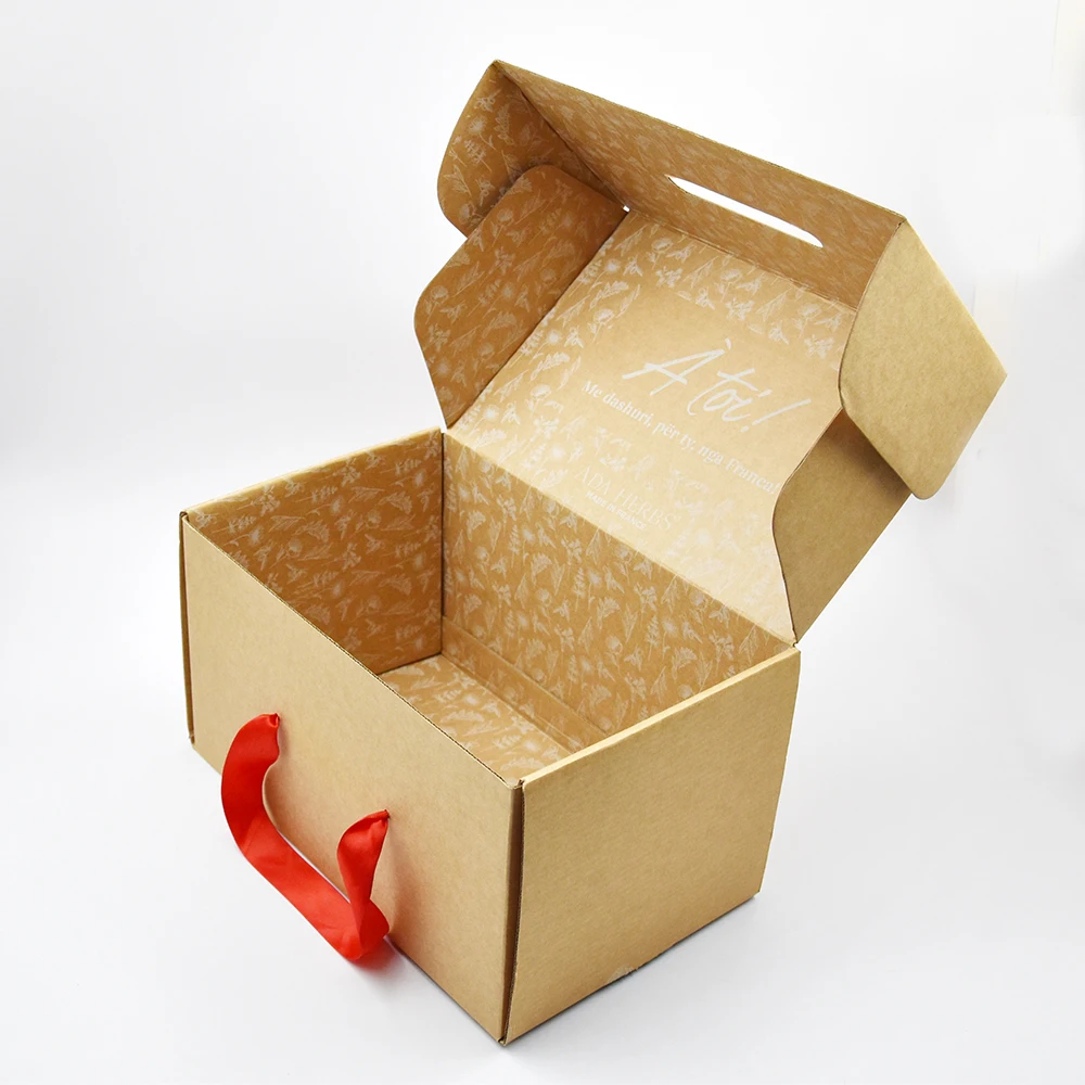 Custom Printed Recyclable Luxury Gift Packing Box with Ribbon Handle 500 Pieces MOQ