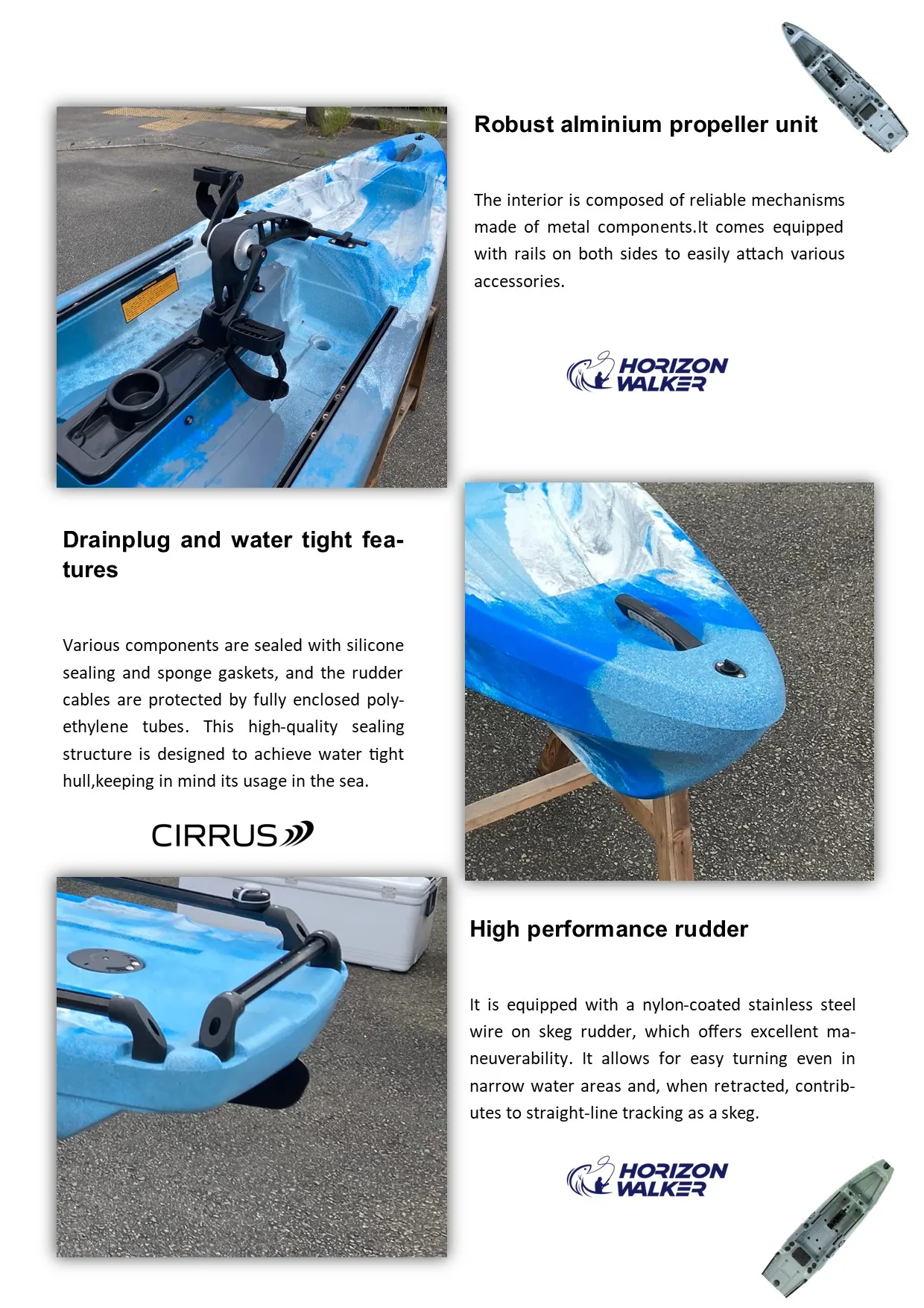 Japanese Made Horizon Walker Navy Blue Pedal Drive Pro Fishing Kayak