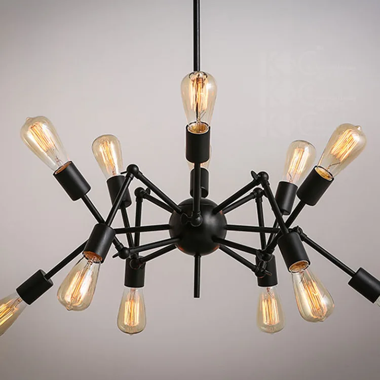 JYLIGHTING Fashion Rustic Wrought Iron Led Ceiling Chandeliers Loft Industrial Spider Pendant Light
