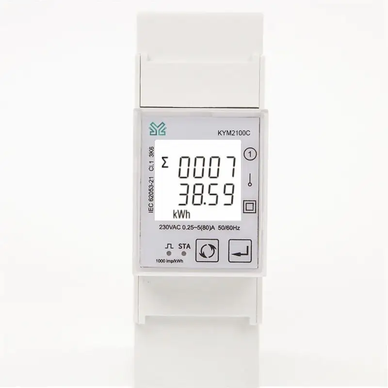 Single Phase Inbuilt Relay Modbus Rs485 1p2w Din Rail Lcd Display