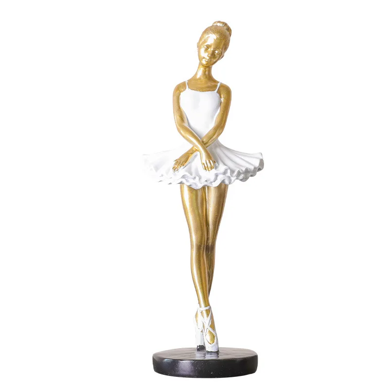 3D-Glasgravur Kristall Goldene und weiße Ballerina Skulptur Dekorative Figur für zu Hause Mit graziler Pose und detailliertem Design