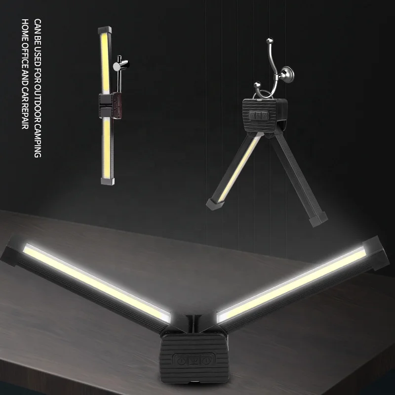 Wason New Ultra Bright Dual COB Rotatable Arm Flexible Smart Rechargeable Led Working Light With Top Flashlight and Power Bank