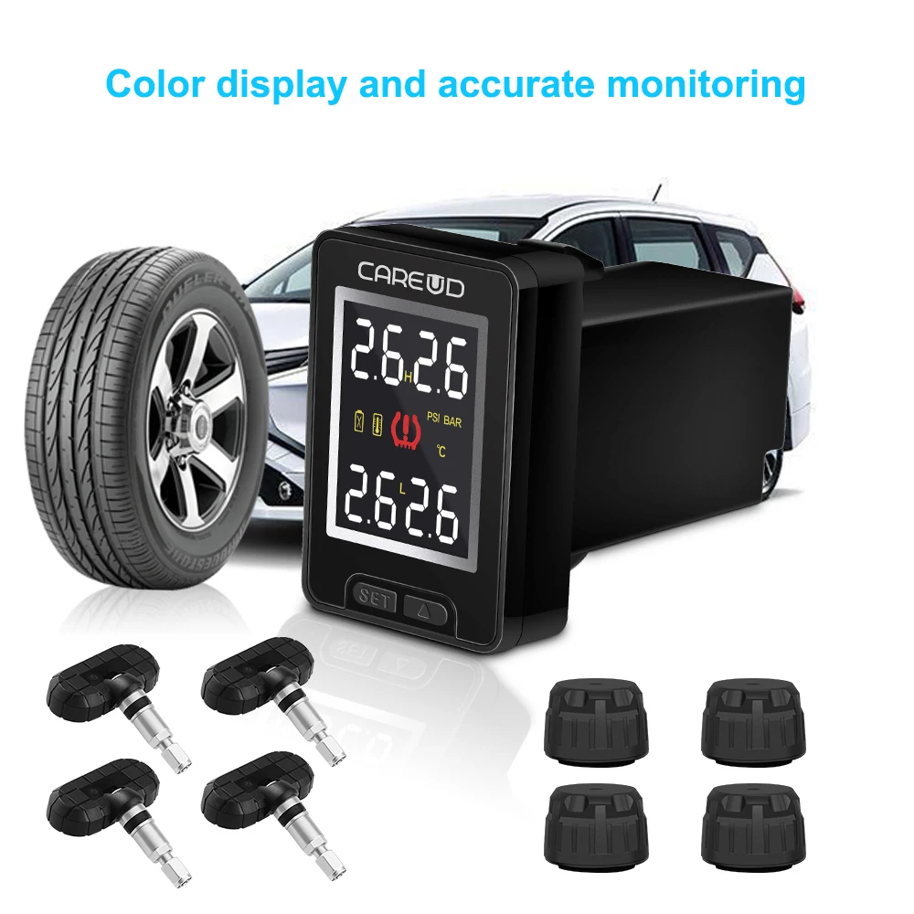 CAREUD U912 車 TPMS ワイヤレス自動タイヤ空気圧監視システム 4 内蔵