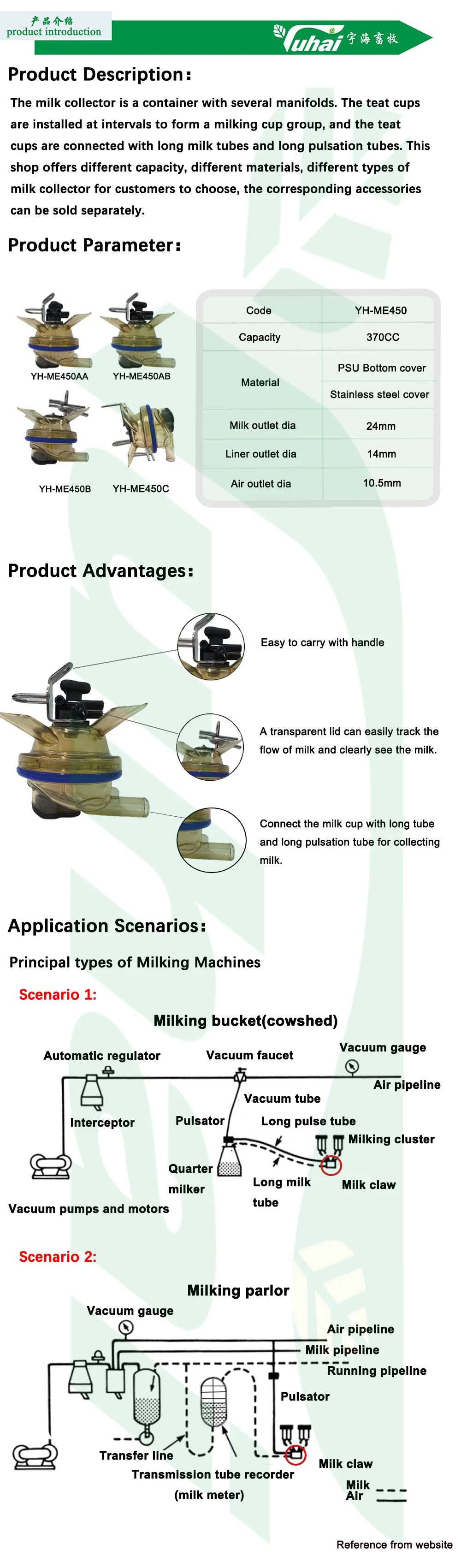 High Quality Milking Claw / Milking Cluster YH-ME450 Series for Dairy Cow Milking Machine supplier