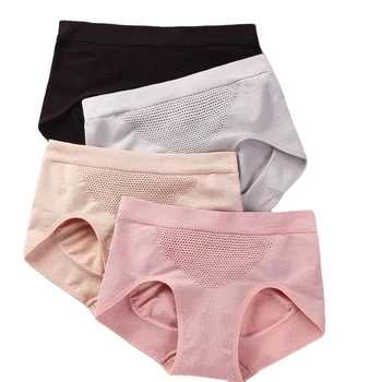 Women's Knickers Mid Waist Woman Honeycomb Brief Breathable Underwear ...