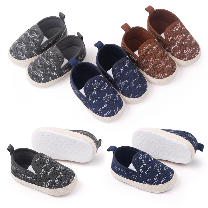 Solid Color Fish Print Spring and Autumn Baby Canvas Covered Feet Baby Walking Shoes details