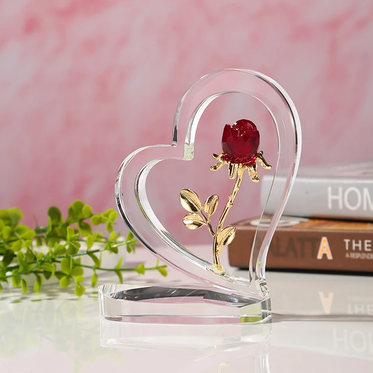 wholesale professional factory Souvenir decoration gifts wedding Crystal Love Rose upright for Valentine's Day Favors details