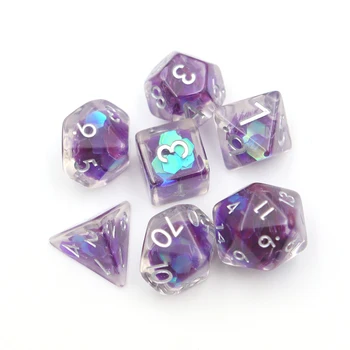 Good Price Of New Product 16Mm Soft Edge Purple Dnd Games Liquid Core Transparent Polyhedral Resin Dice Set