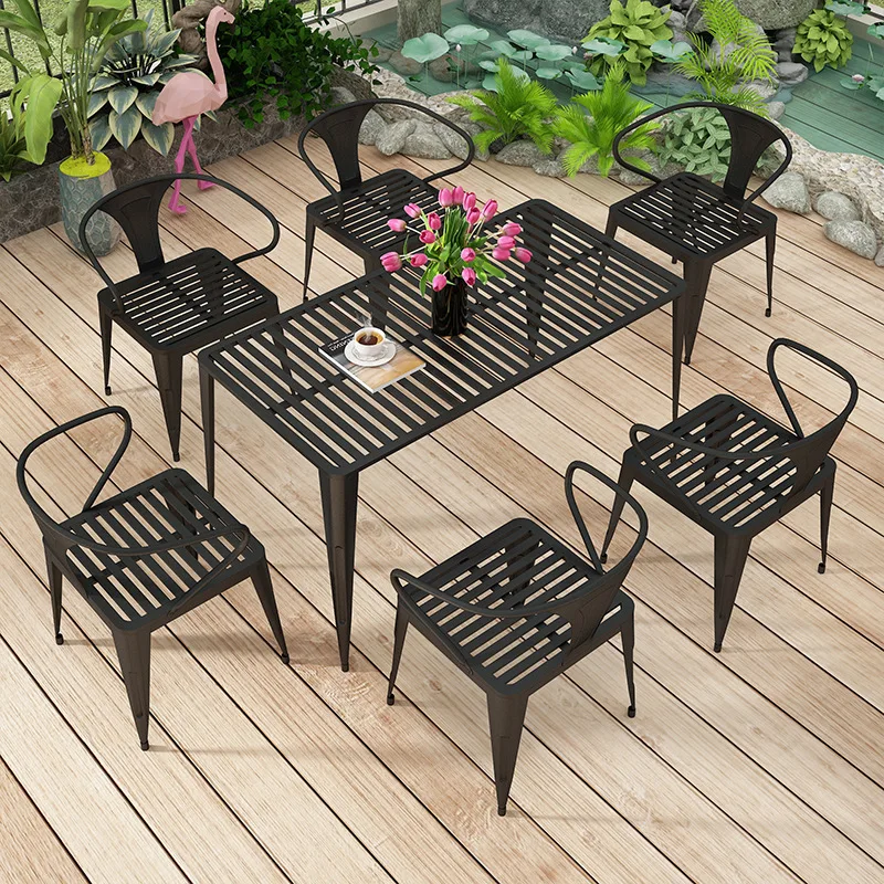 2023 Youtai Outdoor Simple Outdoor Iron Art Dining Table And Chair