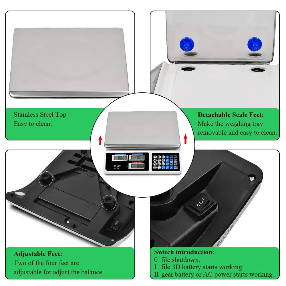 DEARCOOL Digital Commercial Price Scale, 88LB/40KG Electronic Price  Computing Scale, Commercial Food Meat Fruit Weight Scale with LCD Display,  Stainle for Sale in East Meadow, NY - OfferUp