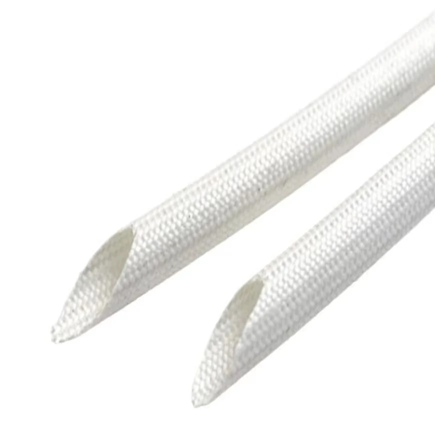 ROHS certified insulated heat resistant silicone fiberglass sleeving for electrical wiring protection.