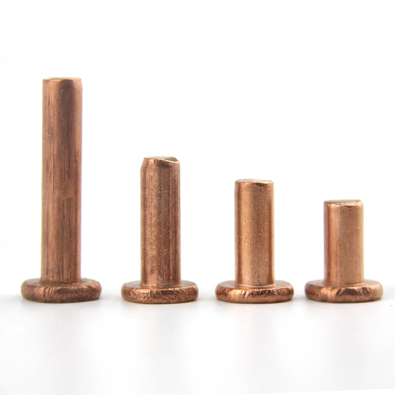 Flat Head Solid Rivet Copper Rivet 4mm Diameter Length 30mm for Use of Electrical Equipment