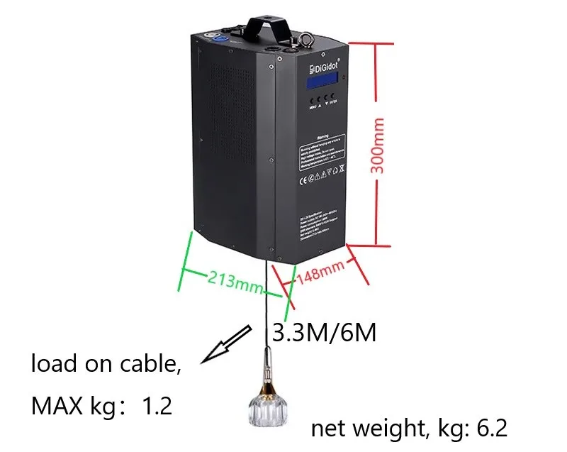 Premier DMX WINCH Drive Ceiling Installation 3m to 18m Cable Lifting 3d LED Ball Light
