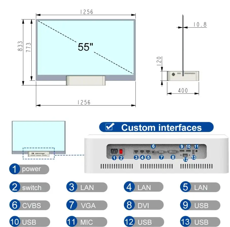 transparent oled screen LG 55 inch LW550JUL-HMA1 resolution 1920x1080 V-by-One Digital Signage transparent oled Display manufacture