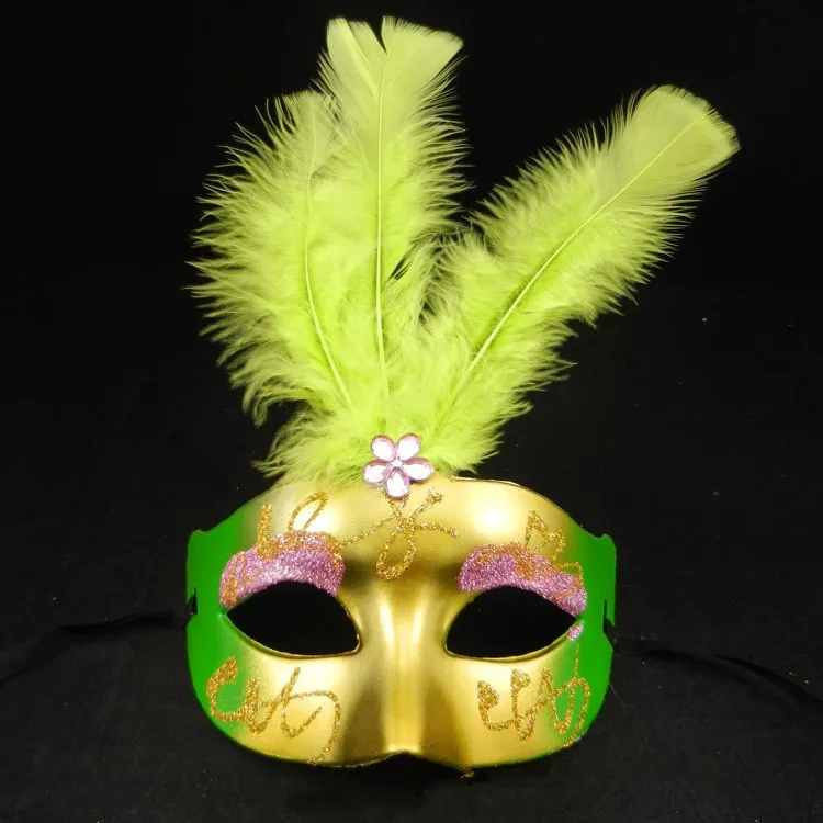 New Led Party Mask With Feather For Party Wedding Props Gold Shinny ...