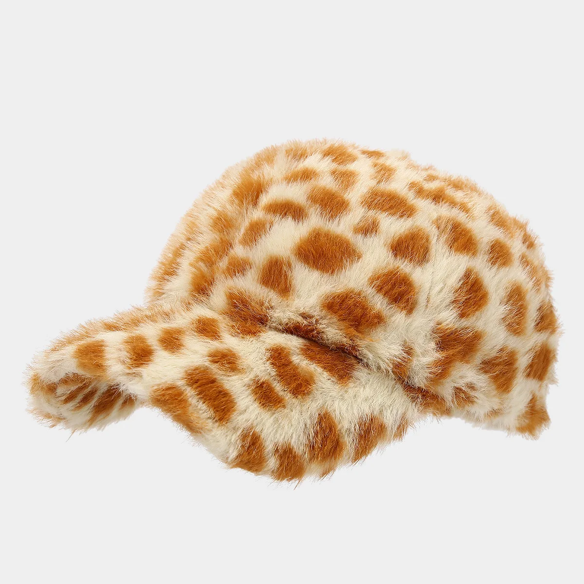 Plush Animal Print Baseball Cap Faux Fur Baseball Cap Tiger