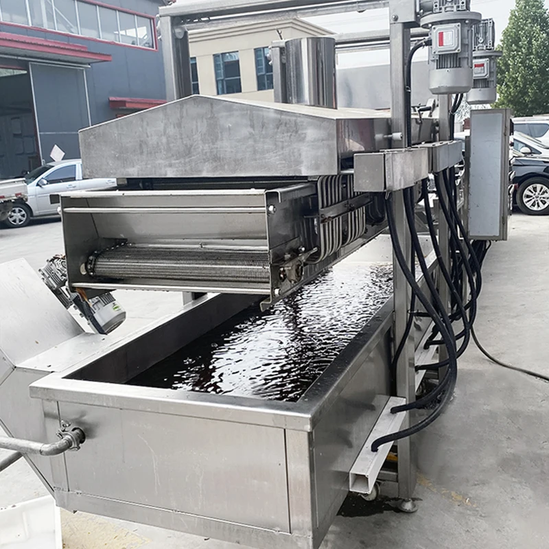 304 Stainless Steel Electric Gas Fryer Cassava French Fries Chicken Burger Meat Patty Frying Machine Continuous Fryer Machine details